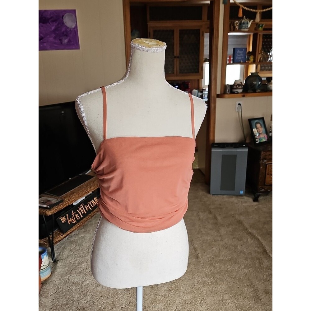 Crop Top by Lulu's Sheer Pink fully lined adj straps Size XL NWT